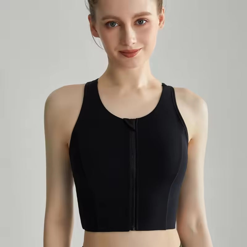 Curvear High support front zip yoga tight sports bra sportswear women sportswear sleeveless top