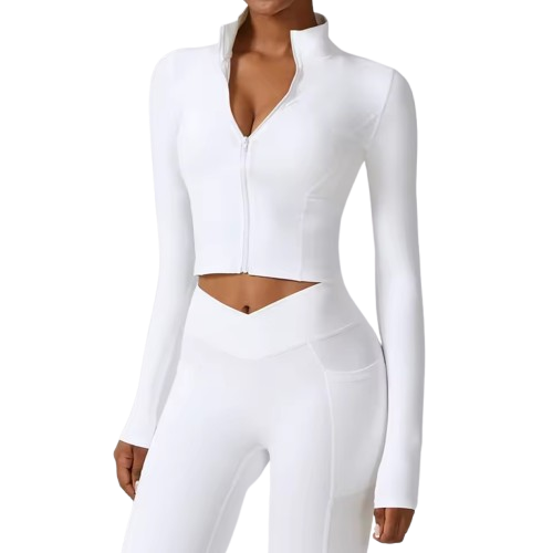 Curvear Quick-Drying Long-Sleeved Windproof Yoga Jacket for Fitness, Running & Sports - Tight-Fit Zipped Activewear