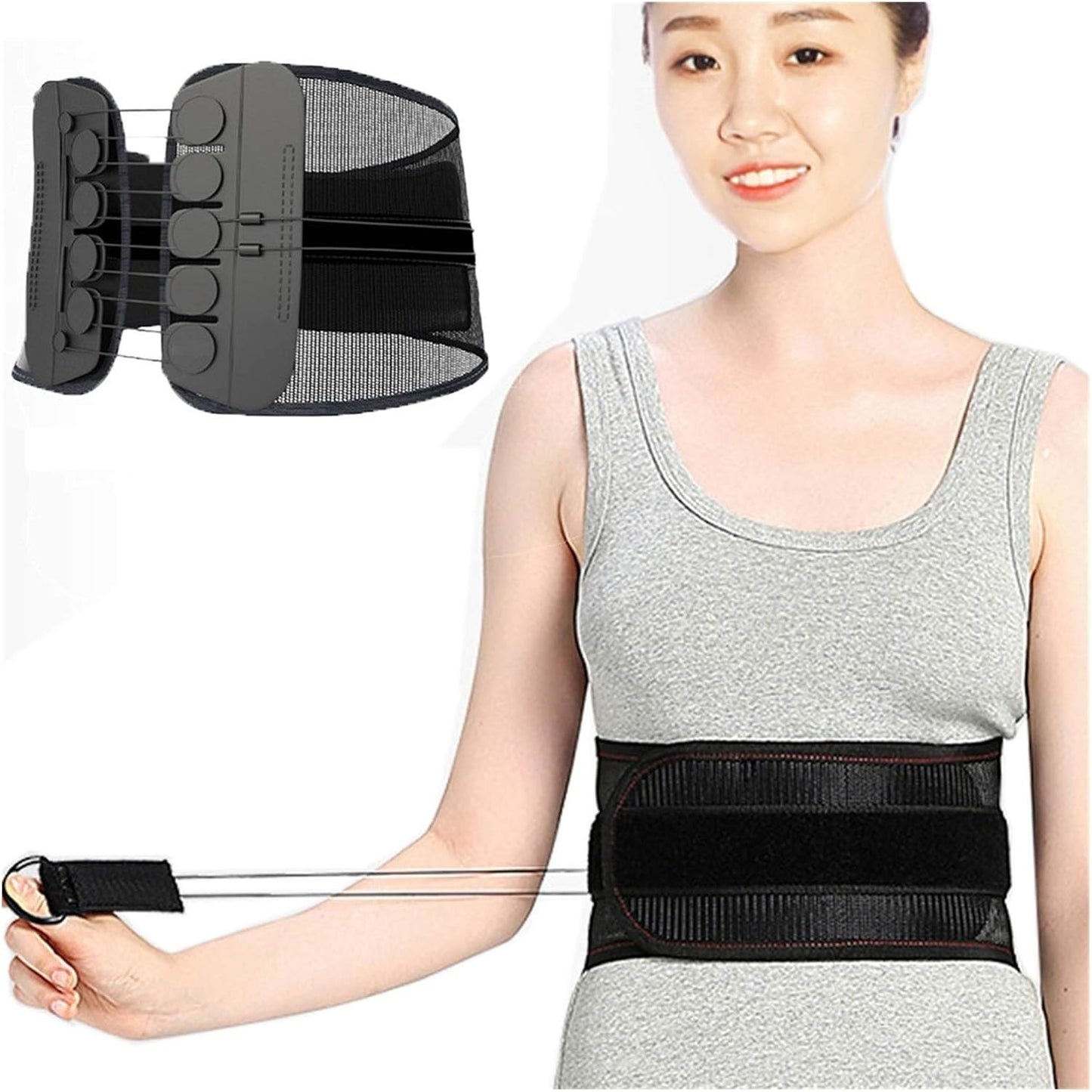 Curvear Back Pain Brace, Compression Belt for Lower Back Pain Relief - Adjustable Pulley Back Brace, Bulging Disc Corset Back Supports Waist Belt - Lumbar Support Brace