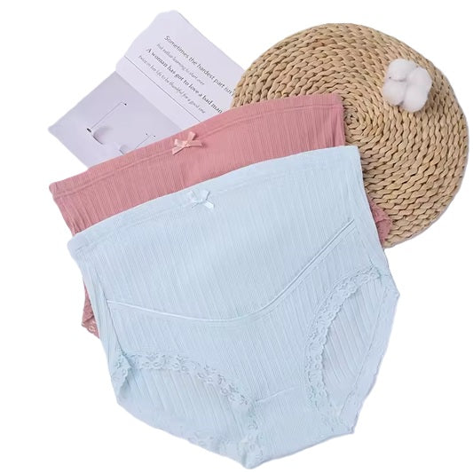 Curvear High Waist Cotton Panties for pregnant Women Over Bump Maternity Underwear Pregnancy Shorts Pants With Adjustable Elastic Band.