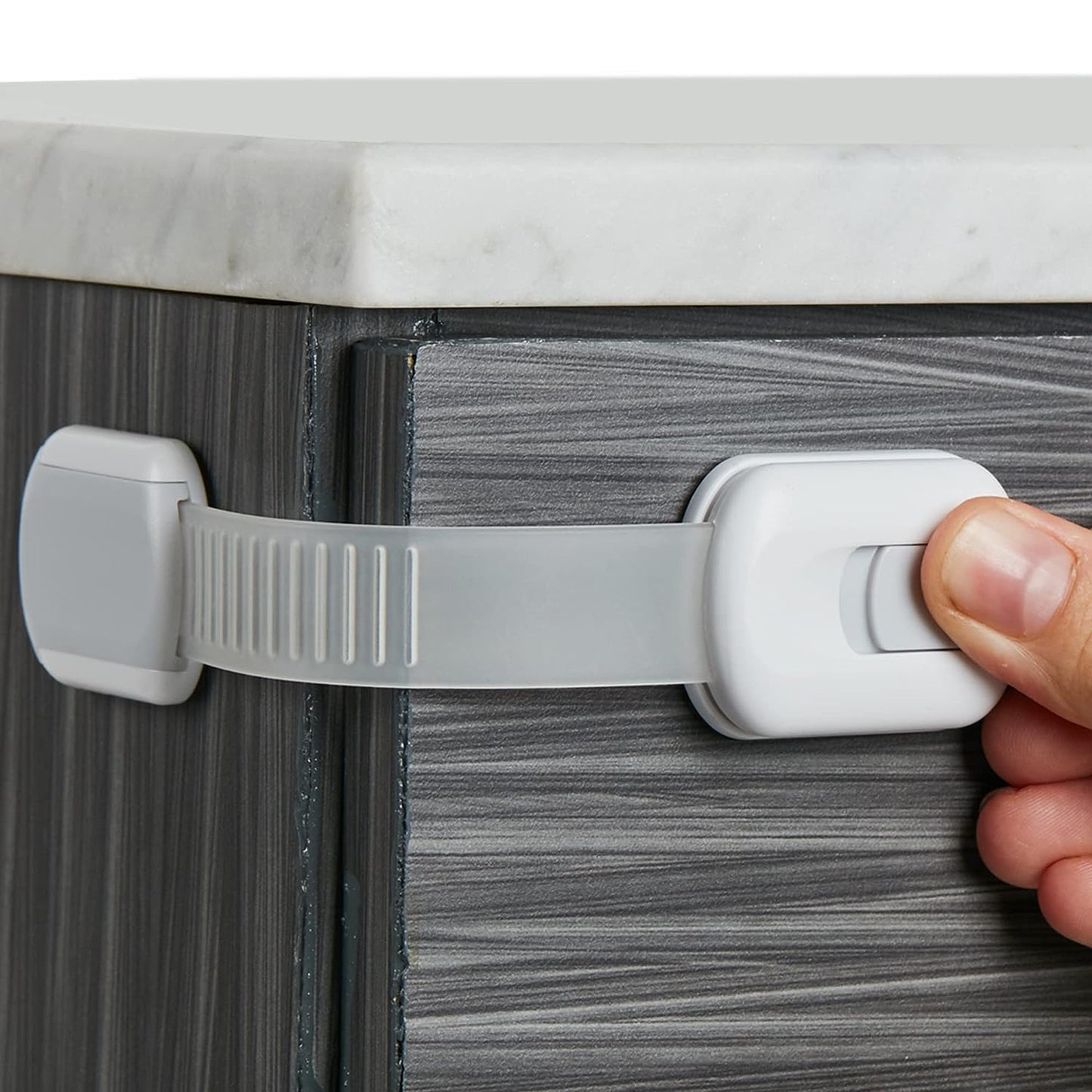 Curvear®️White Baby Cabinet Lock for Safety, Prevents Accidents, Childproof Cabinets and Drawers for Toddlers. 12 pieces