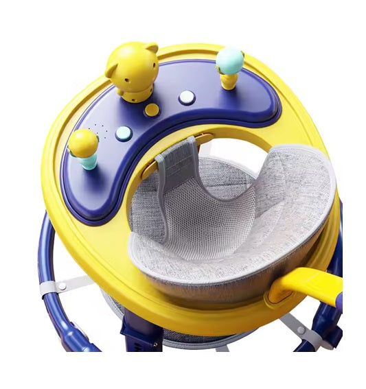 Curvear Baby Walker for Kids, Foldable Round Kids Walker with 2 Height & 4 Seat Adjustable | Activity Walker for Baby with Musical Toy Bar & Light | Walker Baby 6-18Months Boy Girl.