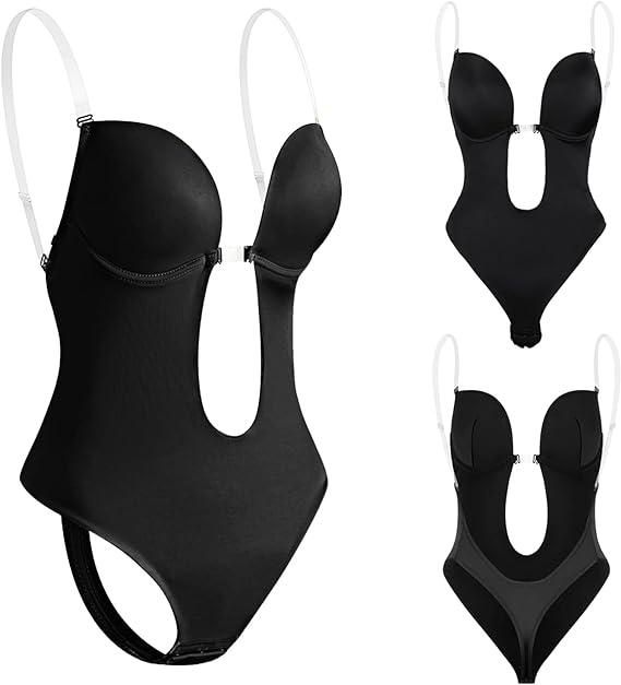 Curvear®️Strapless Backless Bras for Women Bodysuit, Seamless Plunge Shapewear, Clear Body Shaper Bra for Women Party Wedding