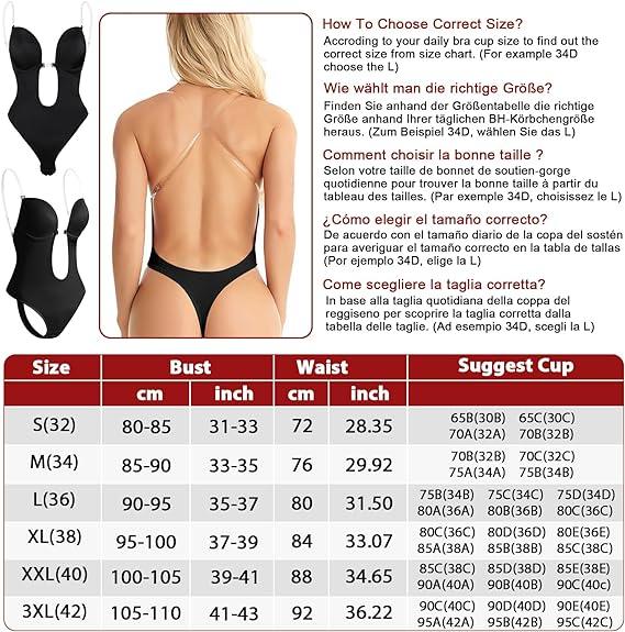 Curvear®️Strapless Backless Bras for Women Bodysuit, Seamless Plunge Shapewear, Clear Body Shaper Bra for Women Party Wedding
