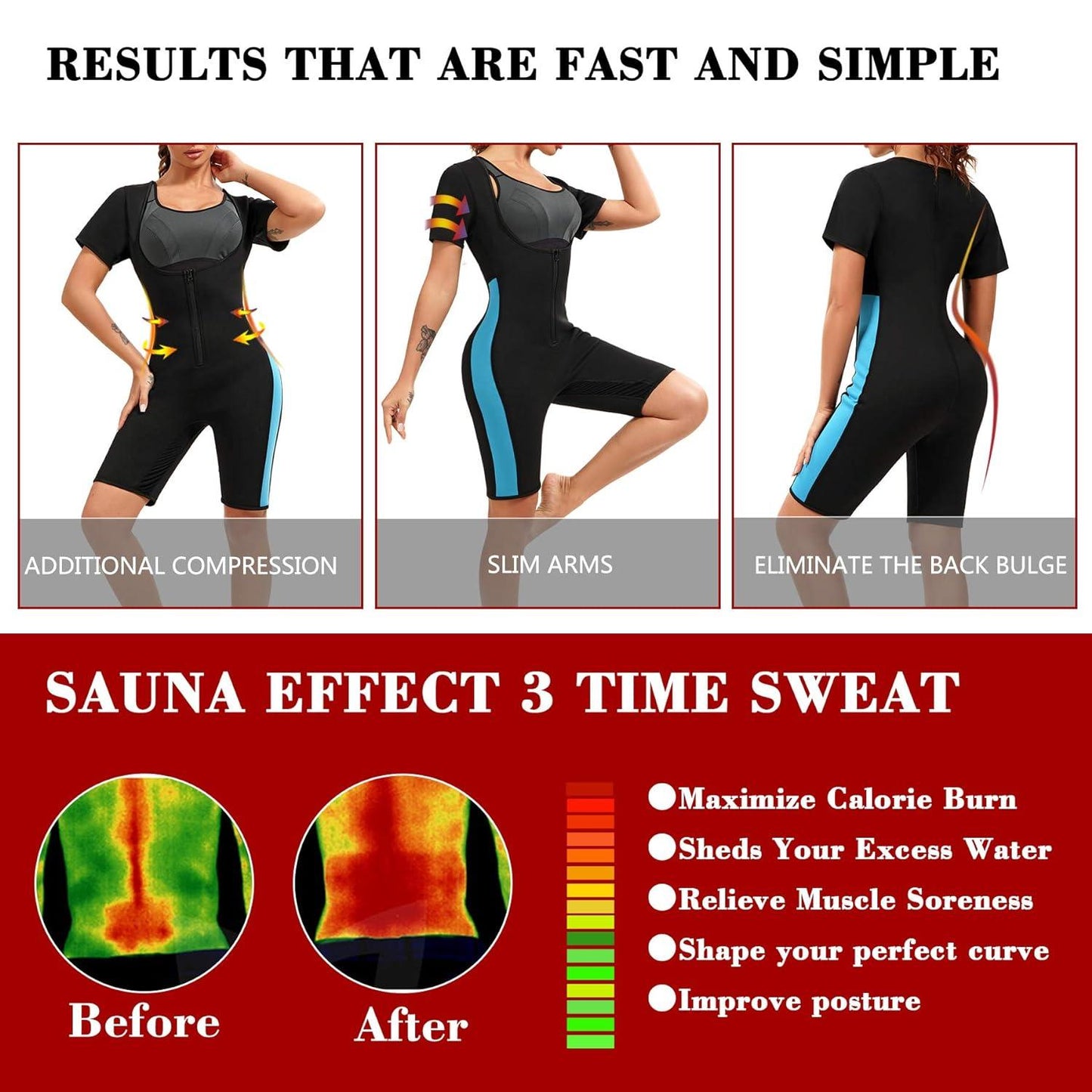 Curvear®️Waist Cincher Weight Loss Ultra Sweat Body Shapers Stretch Gym Exercise Hot Neoprene Waist Training Corsets Women's Full Body Shaper Sport Sweat Thermo Neoprene Enhancing Bodysuit