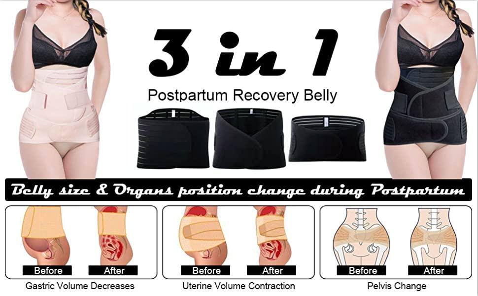 Curvear®️ Women's Polyester 3 in 1 Postpartum Support - Postnatal Recovery Pelvis/belly/Waist shapewear wrap belt after Normal/C-section post Delivery Pregnancy