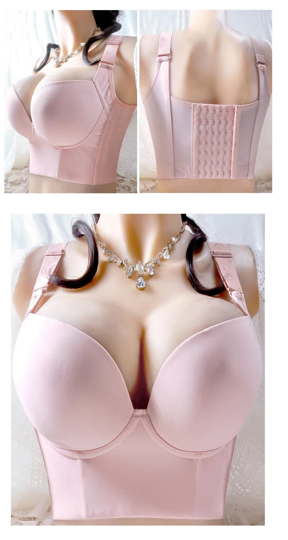 Curvear®️Women's Push Up Bra, Full-Coverage Underwire Bra, Hide Back Fat Deep Cup Bra, Smoothing T-Shirt Bra, Sculpting Uplift Bra