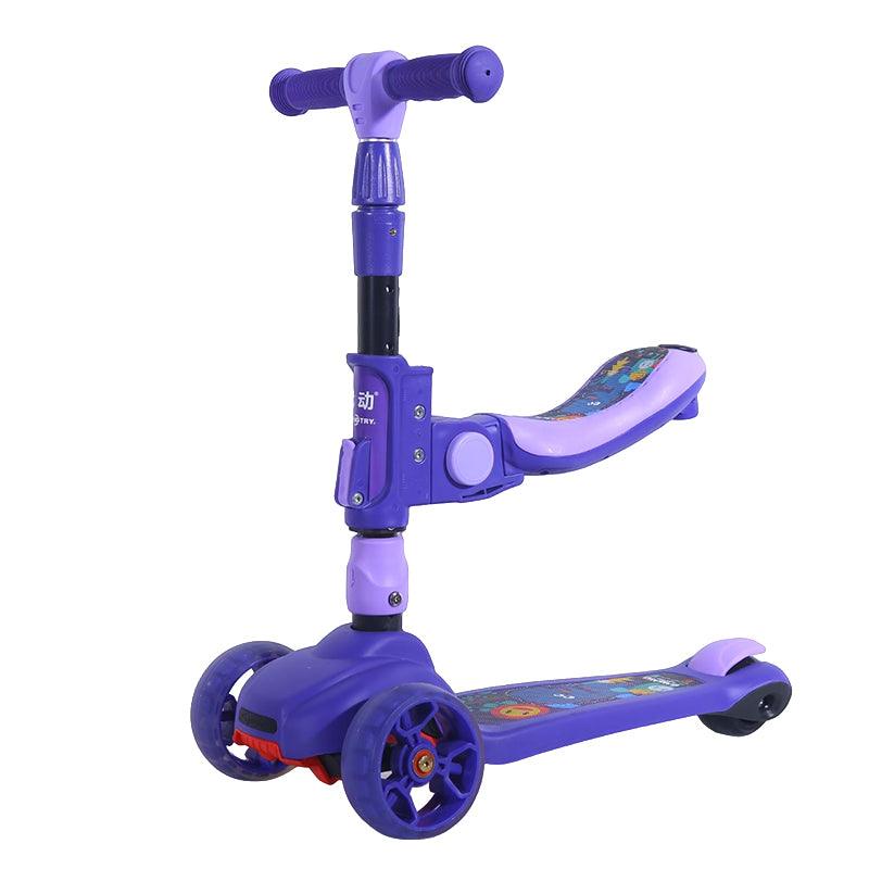 CURVEAR®️3 In 1 Kid Adjustable Kick Scooter Foldable Seat Flashing 3 wheels Step Scooters Children City Roller Skateboard Gifts For Kids