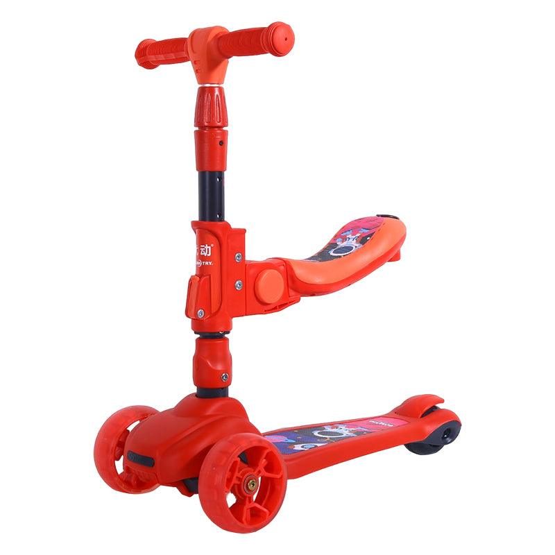 CURVEAR®️3 In 1 Kid Adjustable Kick Scooter Foldable Seat Flashing 3 wheels Step Scooters Children City Roller Skateboard Gifts For Kids