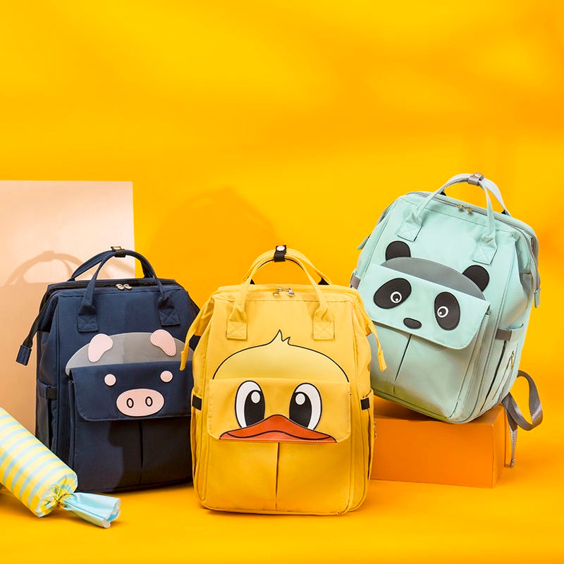 Cute Cartoon Duck Diaper Bag Backpack – Waterproof Baby Bag with Changing Compartments, Large Capacity & Insulated Pockets – Lightweight Travel Nappy Bag for Moms, Dads, Babies, Toddlers, Boys & Girls