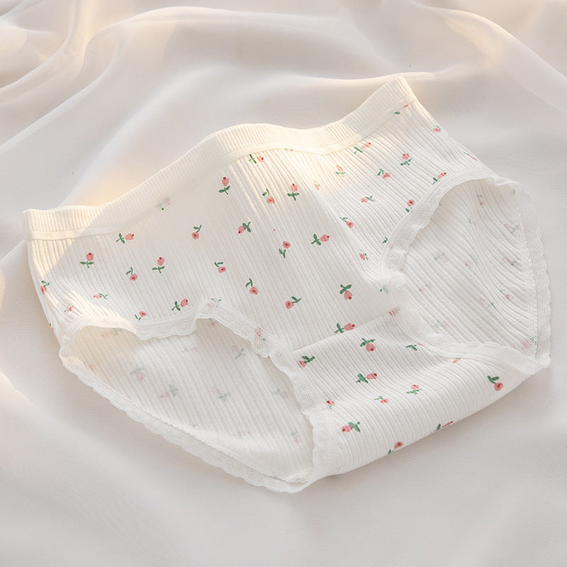 Curvear Girls' Pure Cotton Underwear – Small Flowers Lace Thread Panties for Comfort Pack 5