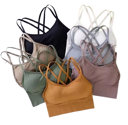 Curvear Sports Bra for Women, Cross Back Padded Sports Bra, Perfect for Yoga, Workout, and Fitness Bra Crop Tops 3 Pack