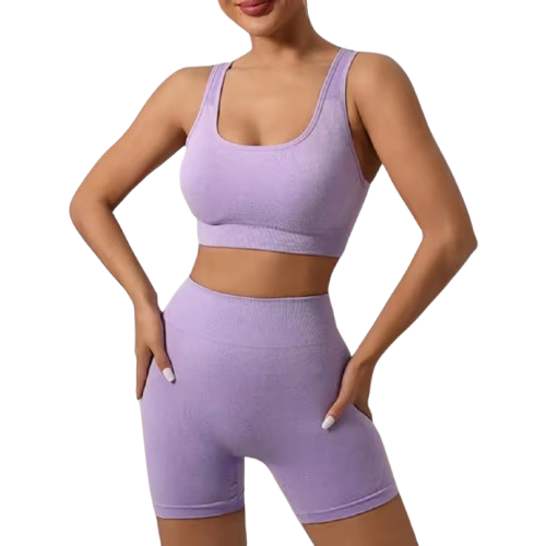 Curvear Workout Sets for Women 2 Piece Outfits Seamless Ribbed Crop Tank Top Sports Bra High Waist Biker Shorts Yoga Leggings