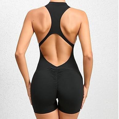 Curvear Jumpsuit Summer Short Sleeveless Zipper Sports Wear Gym Fitness Sports Bodysuits Women Dance Running Workout Yoga Suit