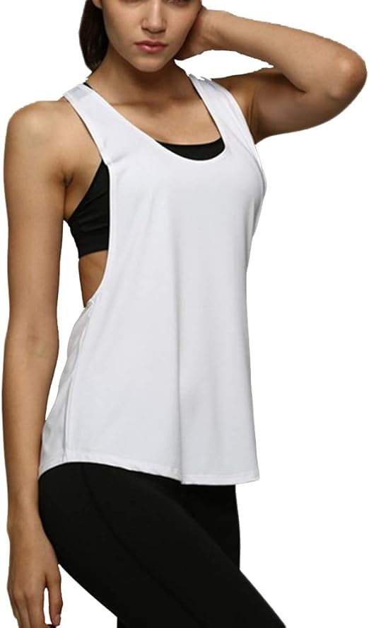 Curvear Women's Racerback Fiber Yoga Shirt Sports Shirt Athletic Fitness Precious Y-Stripe Workout Running Pilates 2 Pack