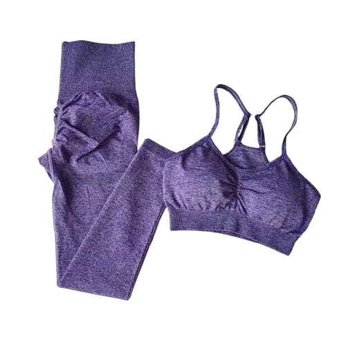 Curvear 2Pcs Seamless Gym Sets Fitness Sports Suits Womens Clothing High Waist Booty Leggings Sports Bra Running Athletic Wear Yoga Sets