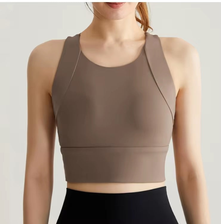 Curvear Women Breathable Yoga Bra High Impact Fitness Bra Push Up Pad Sports Underwear Running Top