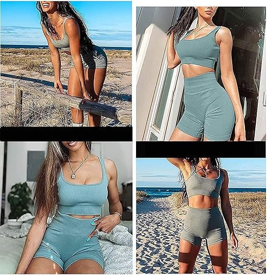 Curvear Seamless 2 Piece Yoga Sets for Women Gym Suit Short Precious High Waist Shorts Fitness Running Outfits