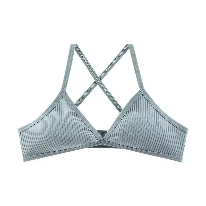 Curvear Comfort Cotton Sports Bra for Women - Thin Style Bralette, Sexy Deep V Triangle Cup, Cross Tank Top for Yoga & Gym 3 Pack