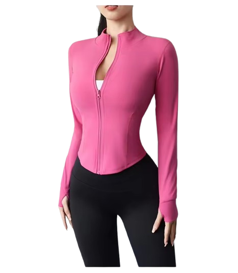 Curvear Women's Workout Jacket Lightweight Zip Up Yoga Jacket Cropped Athletic Slim Fit Tops