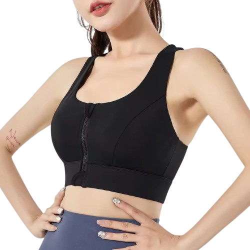 Curvear Zip Front Sports Bra for Women Wireless Bras with Support and Lift Seamless One Piece Cup Yoga Wear Tank Top Bra