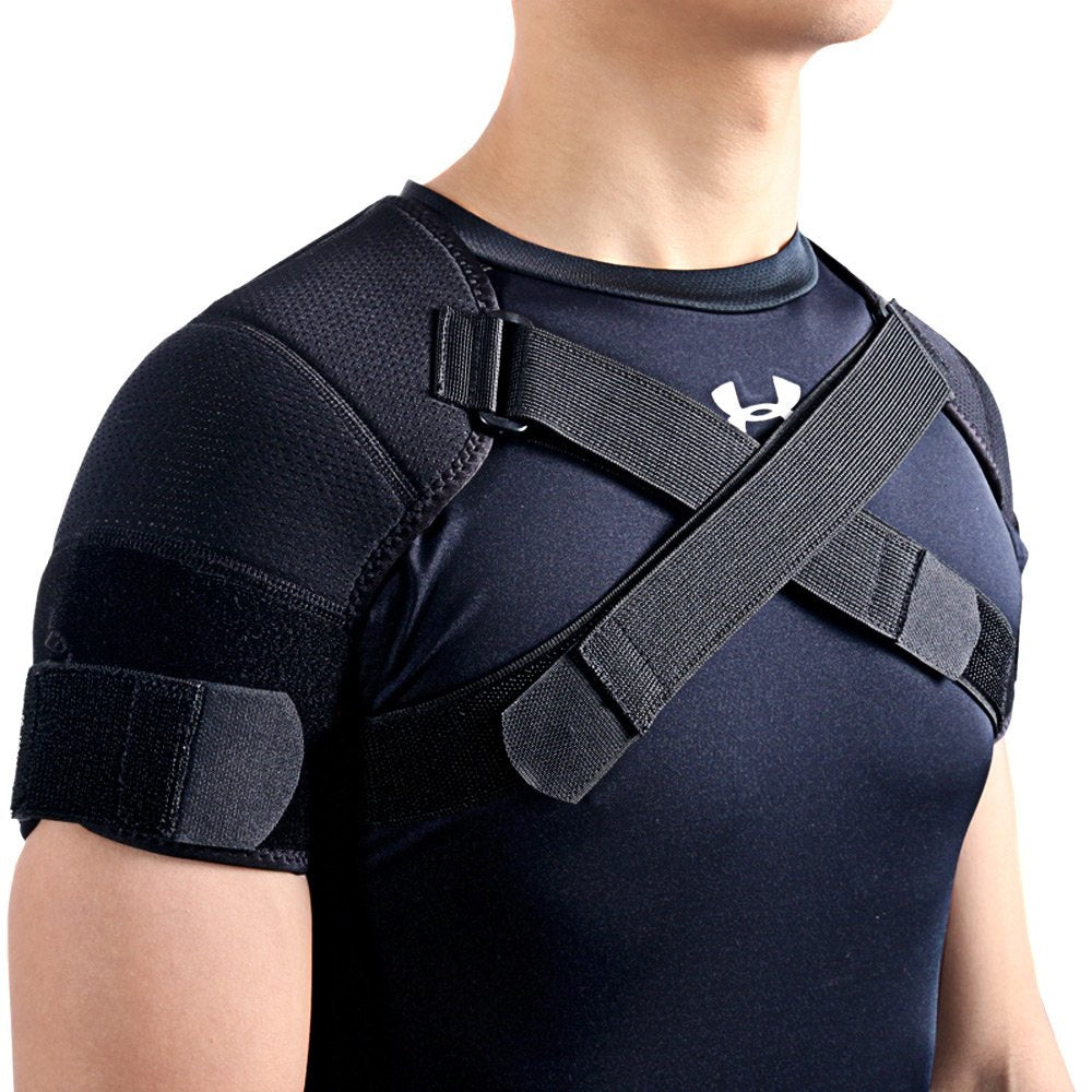 Curvear Double Shoulder Brace Adjustable Sports Shoulder Support Belt Back Pain Relief Double Bandage Cross Compression