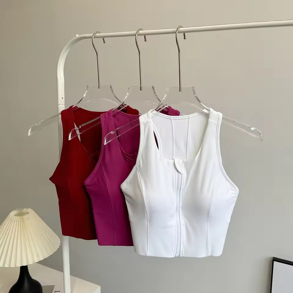 Curvear High support front zip yoga tight sports bra sportswear women sportswear sleeveless top