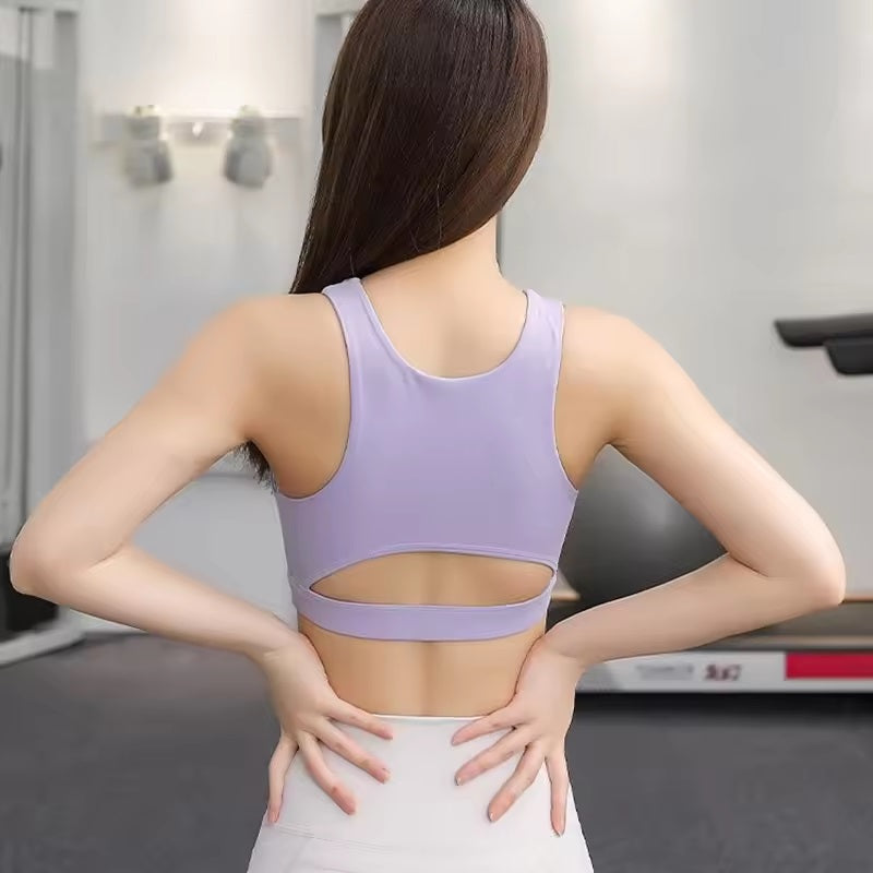 Curvear Sports Bra for Women, Cutout Crop Workout Top with Removable Padded Cups Training Yoga Active Bra