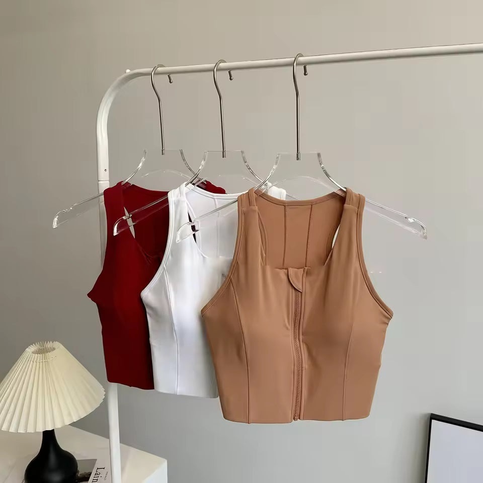 Curvear High support front zip yoga tight sports bra sportswear women sportswear sleeveless top