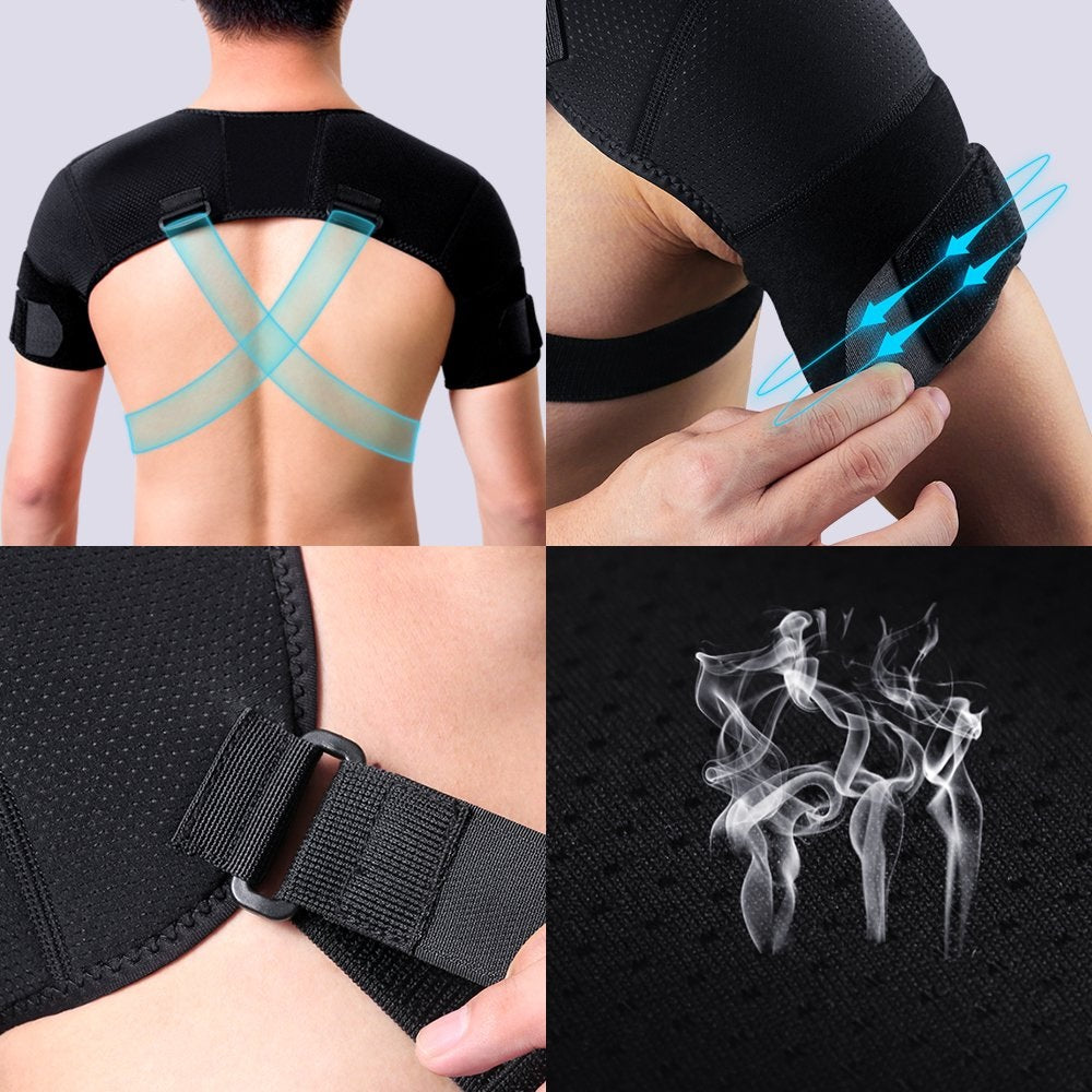 Curvear Double Shoulder Brace Adjustable Sports Shoulder Support Belt Back Pain Relief Double Bandage Cross Compression