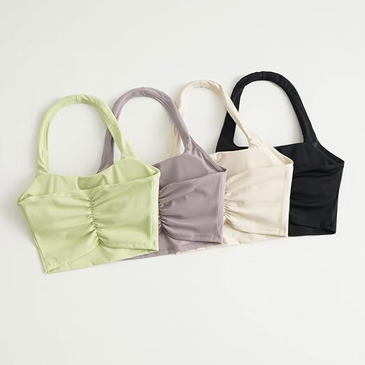 Curvear Women's Backless Fitness Bra Crop Top Sexy Athletic Yoga Bra for Support, Comfort, and Performance 2Pack