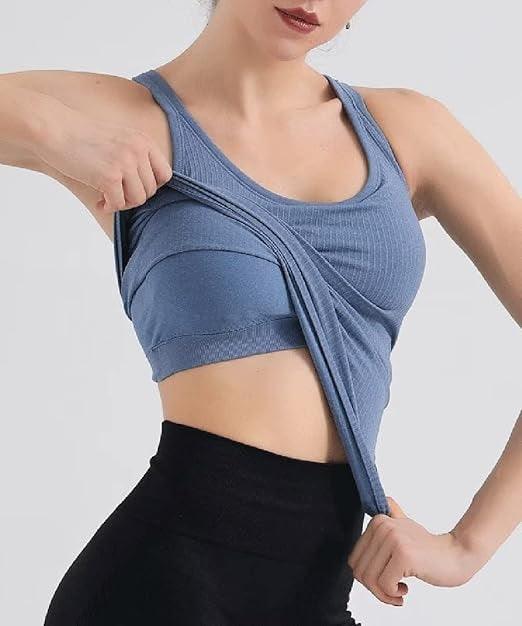 Curvear Sports Tank Tops with Integrated Bra Women's Workout Tank Tops Racerback Yoga Breathable Shirts Bra