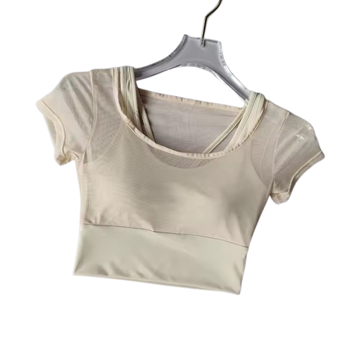 Curvear Yoga Top Women's Pilates Training Fitness Suit Chest Cushion Yoga Suit Top Quick Drying Sports Short Sleeved Breathable