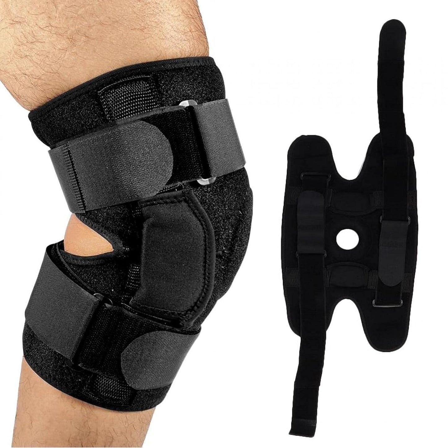 Curvear 1Pcs Adjustable Open Knee Brace Support for Men & Women - Arthritis Relief, Joint Pain & Sports Protection