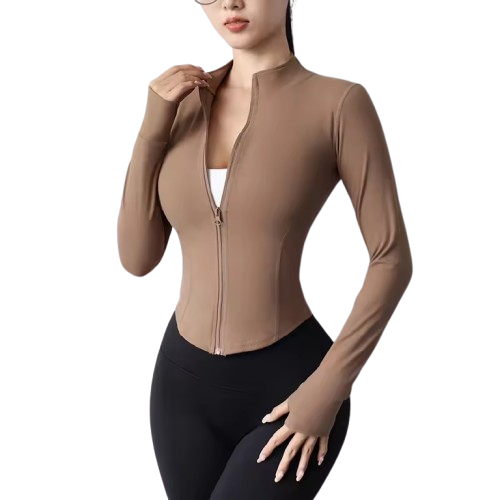 Curvear Women's Workout Jacket Lightweight Zip Up Yoga Jacket Cropped Athletic Slim Fit Tops