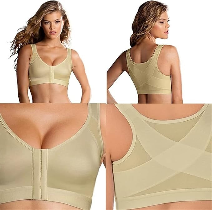 Curvear Women Posture Lift Bra Breathable Shockproof Underwear Cross Back Bra Sports Top Gym Fitness Bra 2 Pack