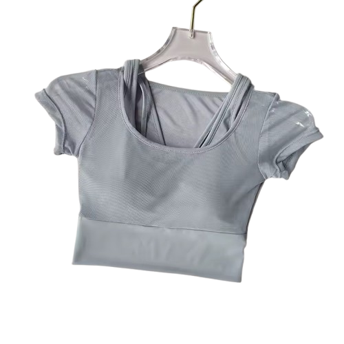 Curvear Yoga Top Women's Pilates Training Fitness Suit Chest Cushion Yoga Suit Top Quick Drying Sports Short Sleeved Breathable