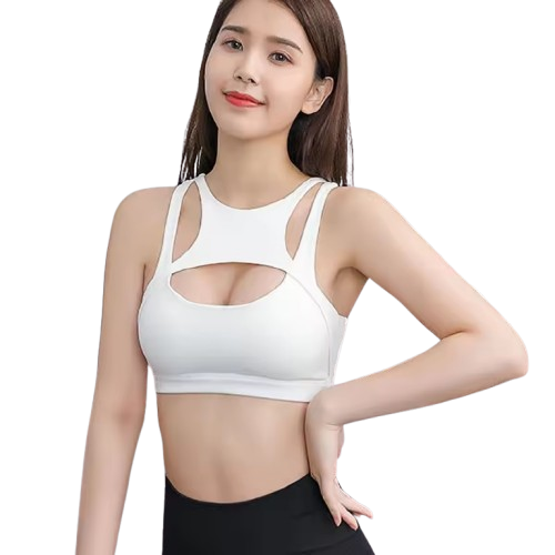 Curvear Sports Bra for Women, Cutout Crop Workout Top with Removable Padded Cups Training Yoga Active Bra