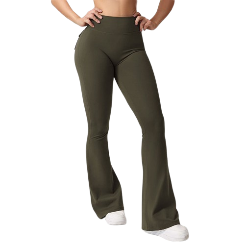 Curvear Back Work Pocket Micro Yoga Pants Flared Joggers High Waist Yoga Pants Activewear Trousers Butt Lifting Gym Yoga Leggings Flare Activewear Leggings with Stretch