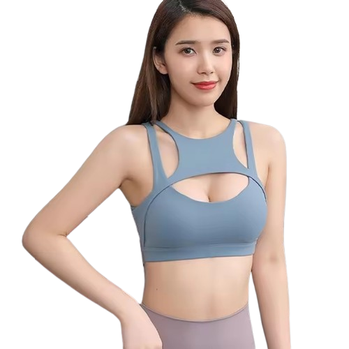 Curvear Sports Bra for Women, Cutout Crop Workout Top with Removable Padded Cups Training Yoga Active Bra