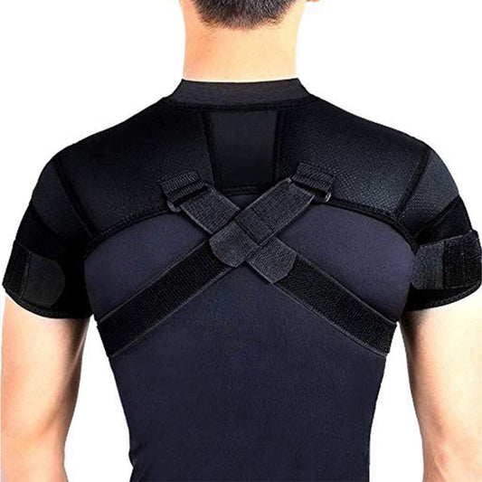 Curvear Double Shoulder Brace Adjustable Sports Shoulder Support Belt Back Pain Relief Double Bandage Cross Compression