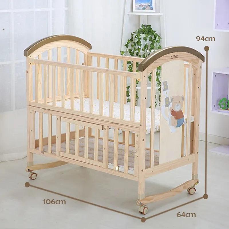 CURCEAR ®️Baby Crib - Convertible, Safe, Stylish Nursery Bed for Infants, Adjustable Height, Soft Mattress, Modern Design