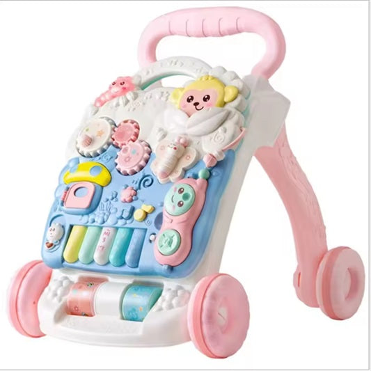 Curvear Sit to Stand Learning Walker, Multifunction Early Education Toys for Toddlers, Baby Walker for 1 Year Old Boys Girls with Kids Early Active Center & Removable Play Panel