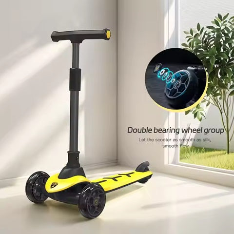 Curvear Scooter for Kids Ages 3-7 - Kids Scooters with Light Up Wheels & LED Deck, 3 Wheel Scooter for 3+ Year Old Girl Boy, 4 Level Height Adjustable Foldable Children Scooter Toddler Scooter