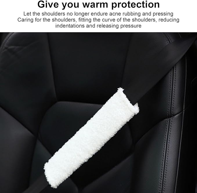 Curvear Winter Plush Cartoon Lamb Car Seat Belt Protective Cover Automobile Safety Belt Shoulder Protector for Baby Cute Car Accessories. 2 pack
