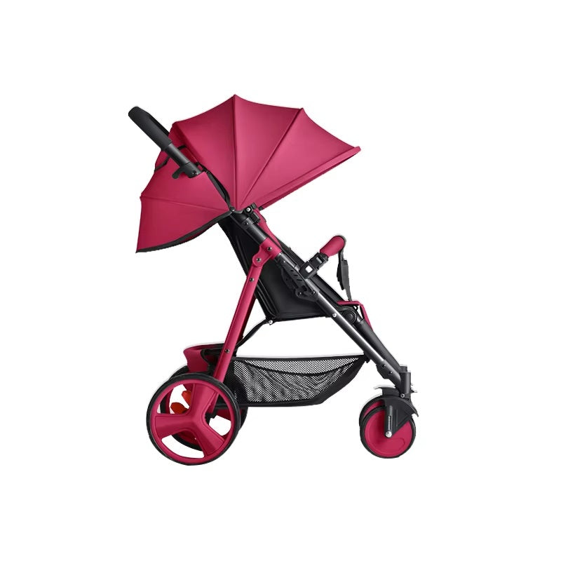 Curvear®️Baby Stroller Pram with 5-Point Safety Harness, Cushioned Seat, Multi-Level Recline, Easy Fold, Lightweight for 0-3 Years.