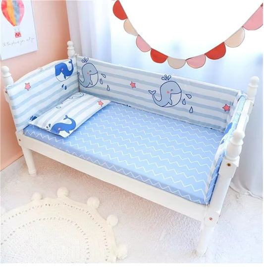 Curvear Removable Washable Bed Fence Pure Cotton Crib Surround Four Seasons Universal Foldable Bed Head Pad Cartoon Crib Baby Bedding.