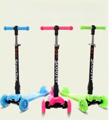 Curvear Baby Product Toys Children's Scooter Kids Balance Training Light Up 3 Wheels Foldable Kick Scooters For Kids Toddlers.