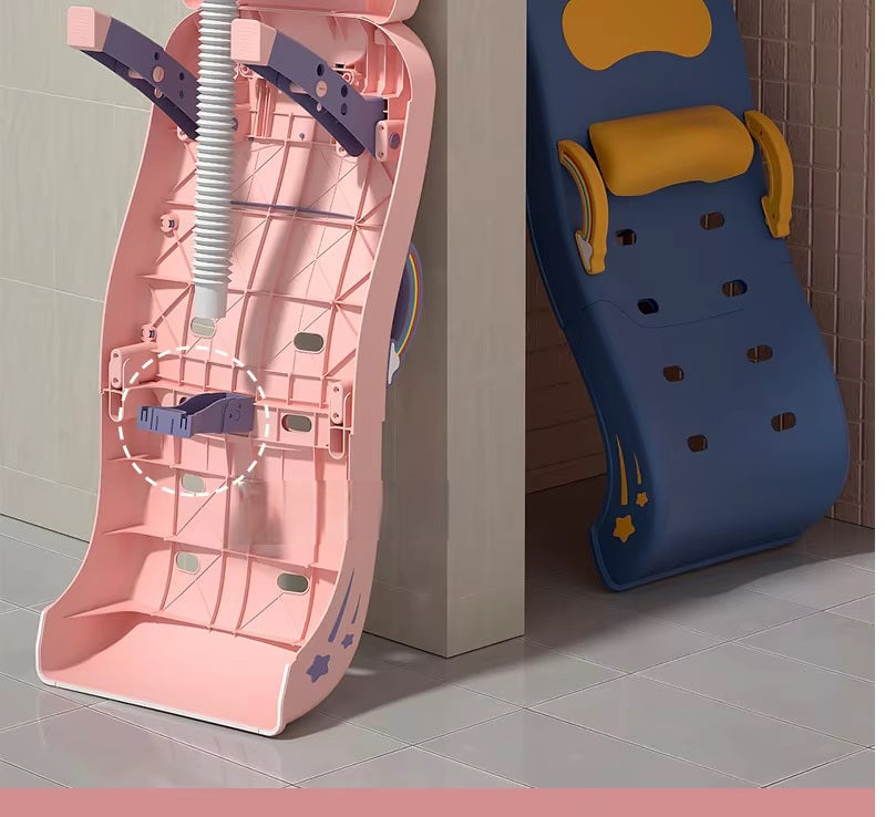 Curvear ®️Children’s Foldable Telescopic Shampoo Recliner Bed, Baby Home Seat for Kids, Comfortable Shampooing and Bath Time Support.