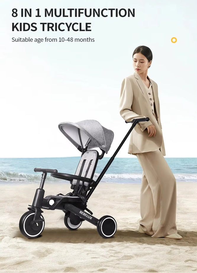 Curvear Tricycle Stroller for Toddler ,Foldable Baby Tricycle ,Kids Balance Bike with Push Handle ,Toddlers Stroller Bike with 1 to 5 Years,7-in-1 Push Tricycle Bike for Kids.